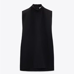 Zara Black Shoulder Pads Short Dress